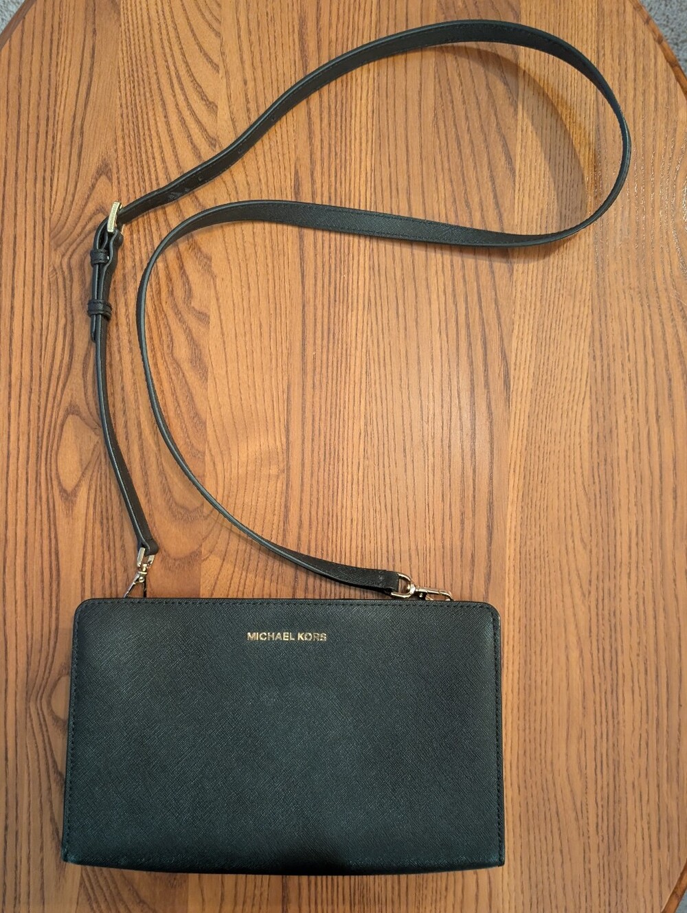 Michael Kors Black Convertible Crossbody Bag with Gold Logo
